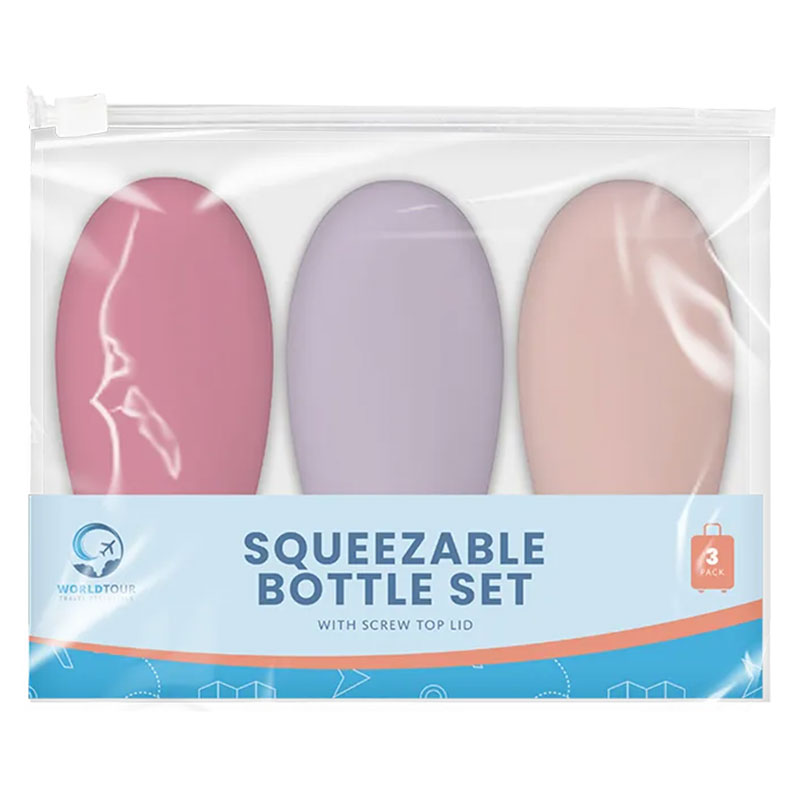 Rejseflasker squeeze 3 stk. sæt til håndbagage PIGE - World Tour Essentials