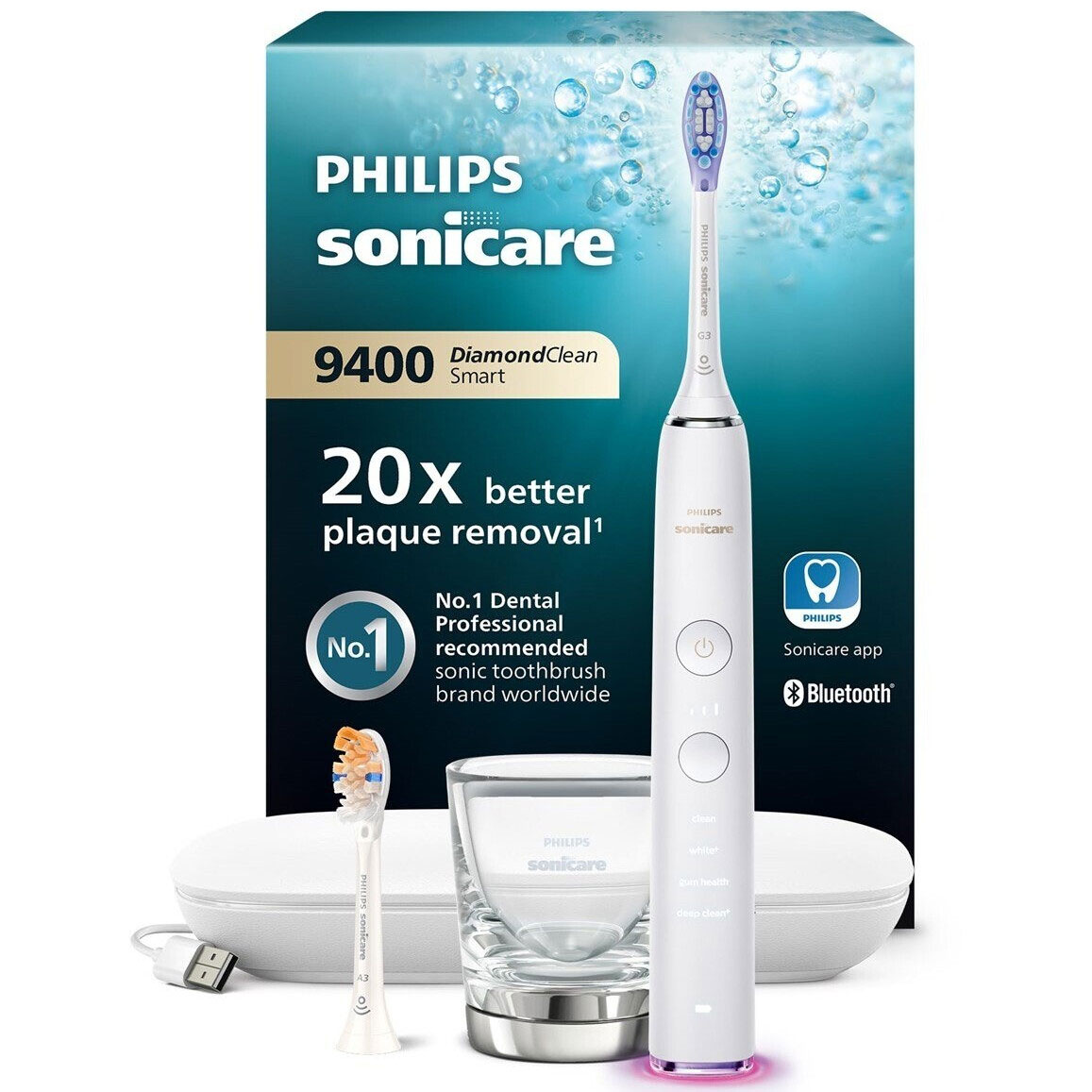 PHILIPS Sonicare DiamondClean Smart 9400 El-Tandbørste White - Philips Sonicare Eltandbørster