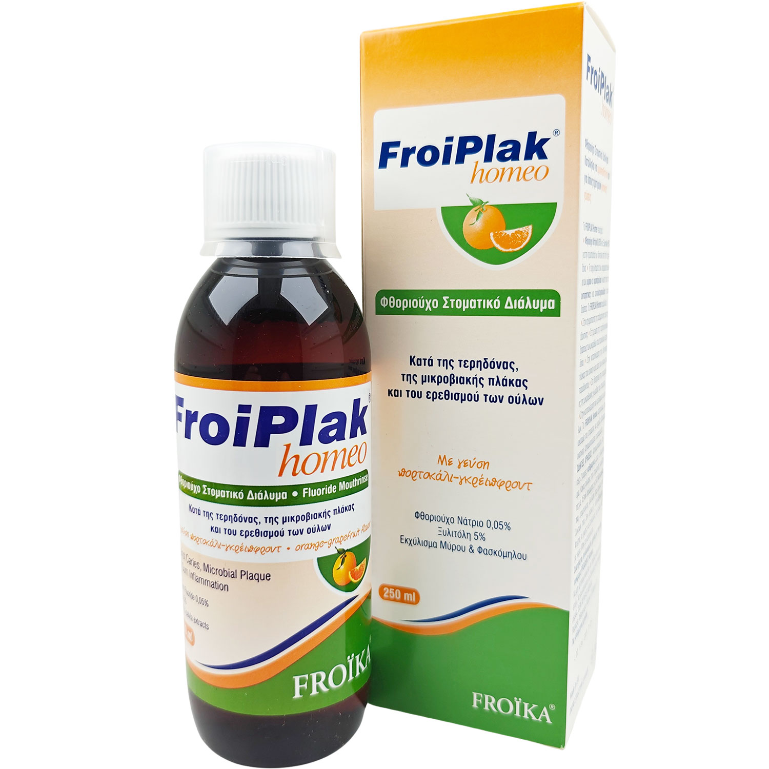 Xylitol & Fluor Mundskyl FROIPLAK FroiPlak Homeo Orange & Grapefruit 250 ml
