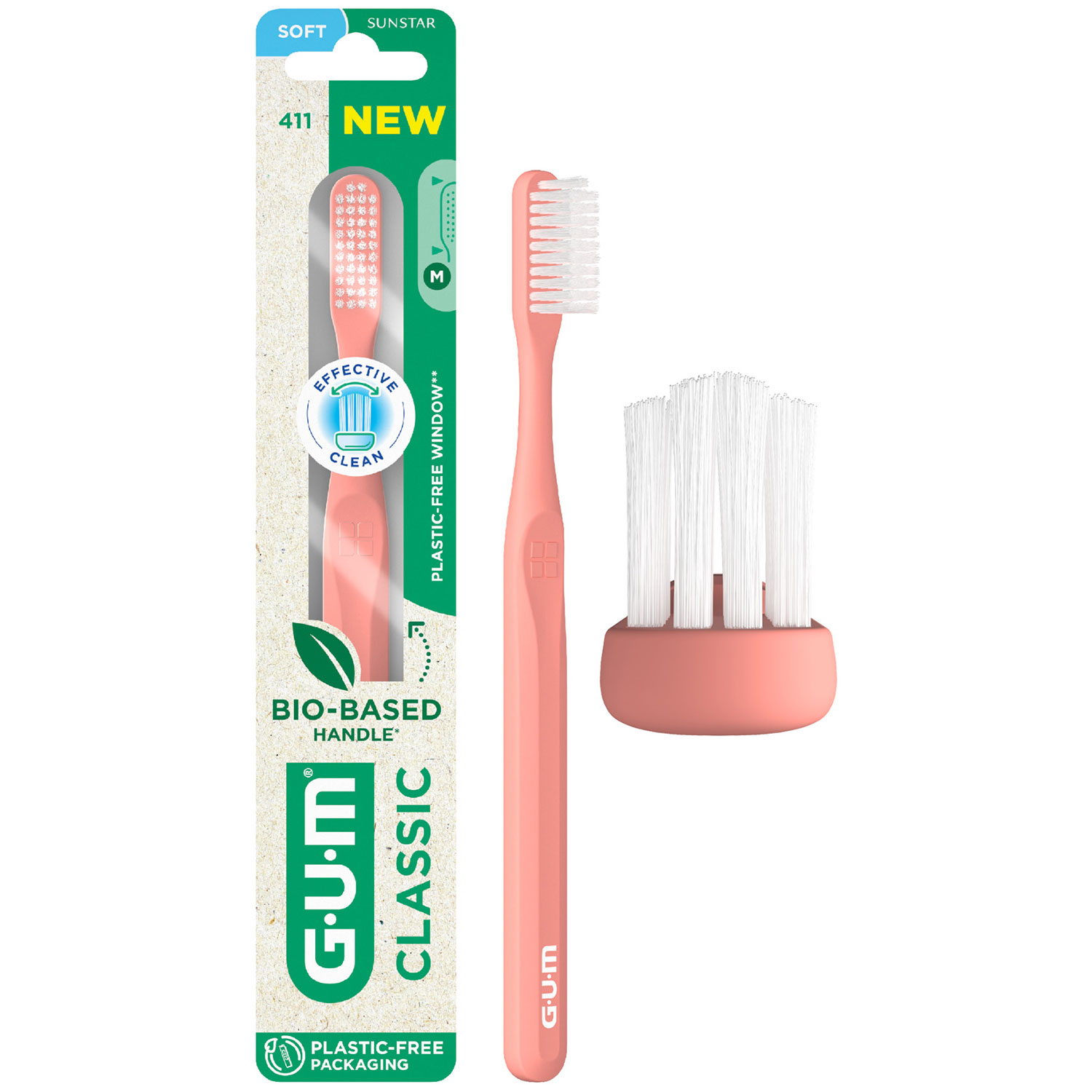 GUM Classic 411 Tandbørste Soft skånsom og effektiv daglig rengøring - GUM Tandbørster