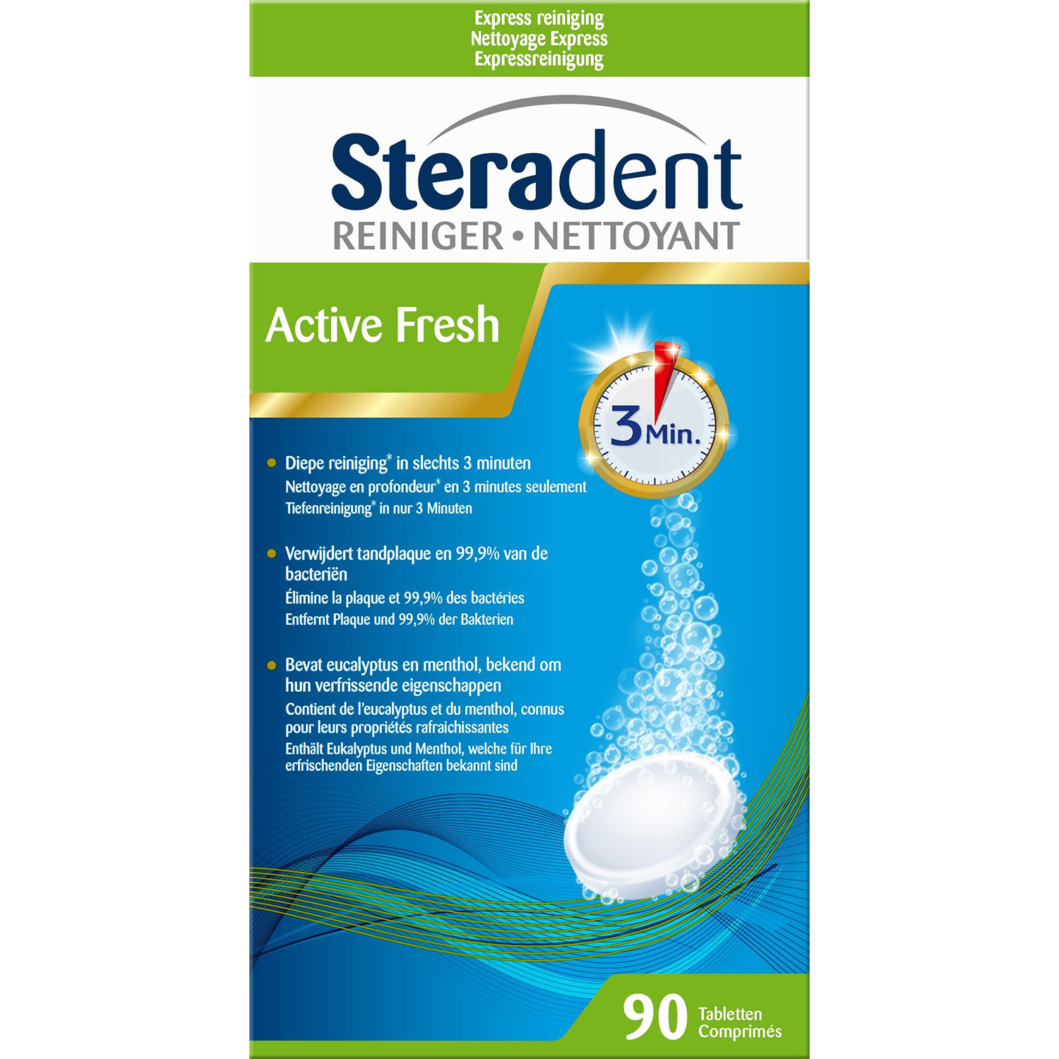 STERADENT Active Fresh Reinigungstabletten für Prothese 90 Stk.