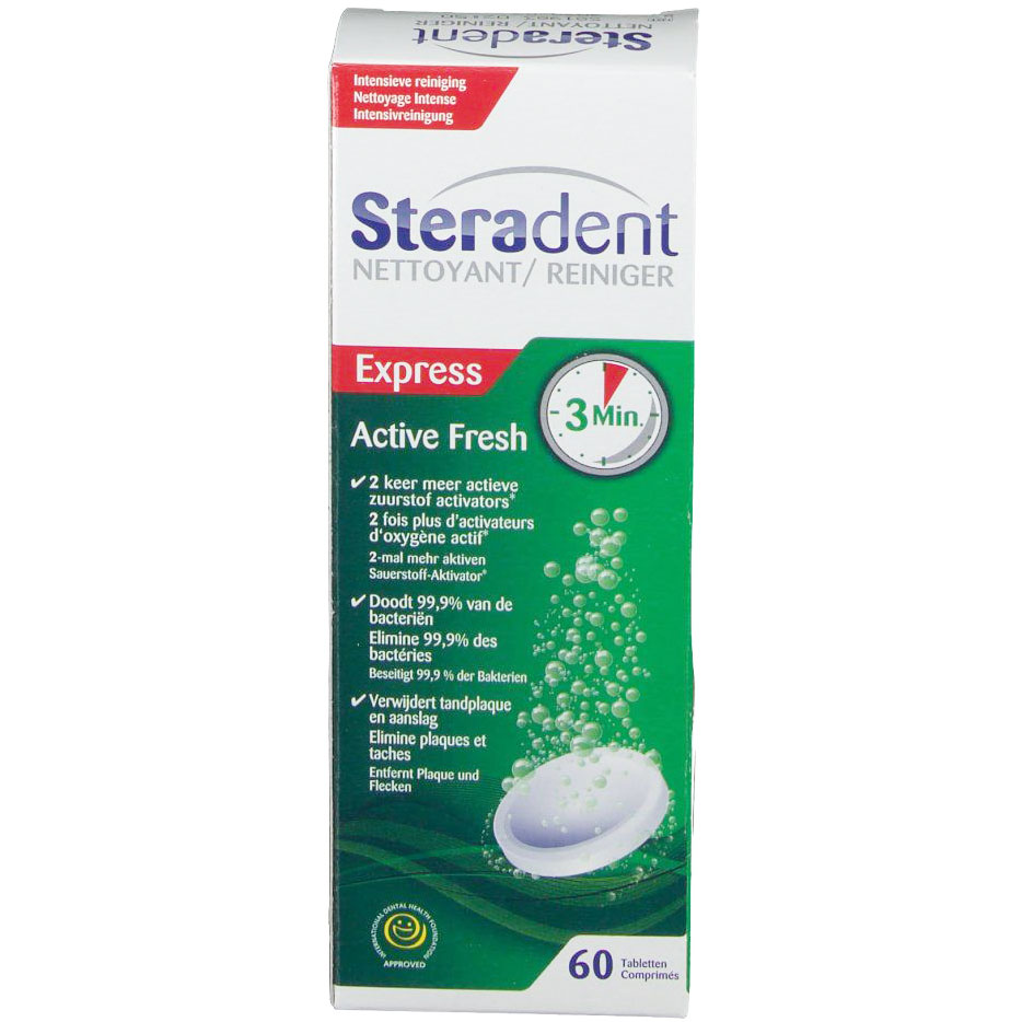 STERADENT Active Fresh Rensetabletter til protese 60 stk.