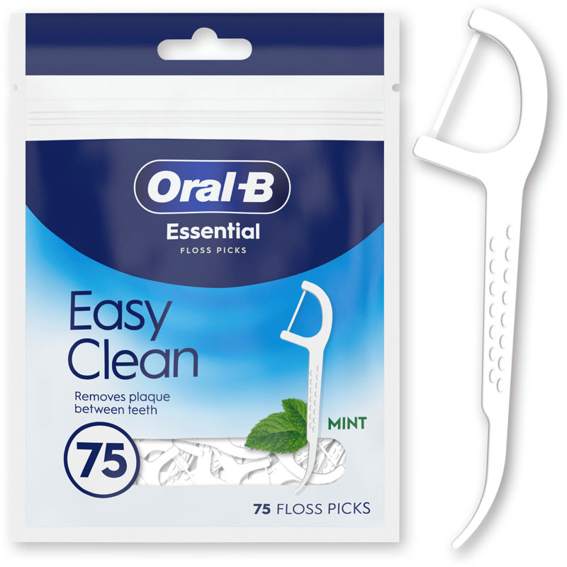 Oral-B Essential Easy Clean Floss Picks 75 stk. Tandtrådsbøjler til Nem og effektiv tandrensning på farten - Oral-B Tandtråd - Tandtråd / Tandstikker 