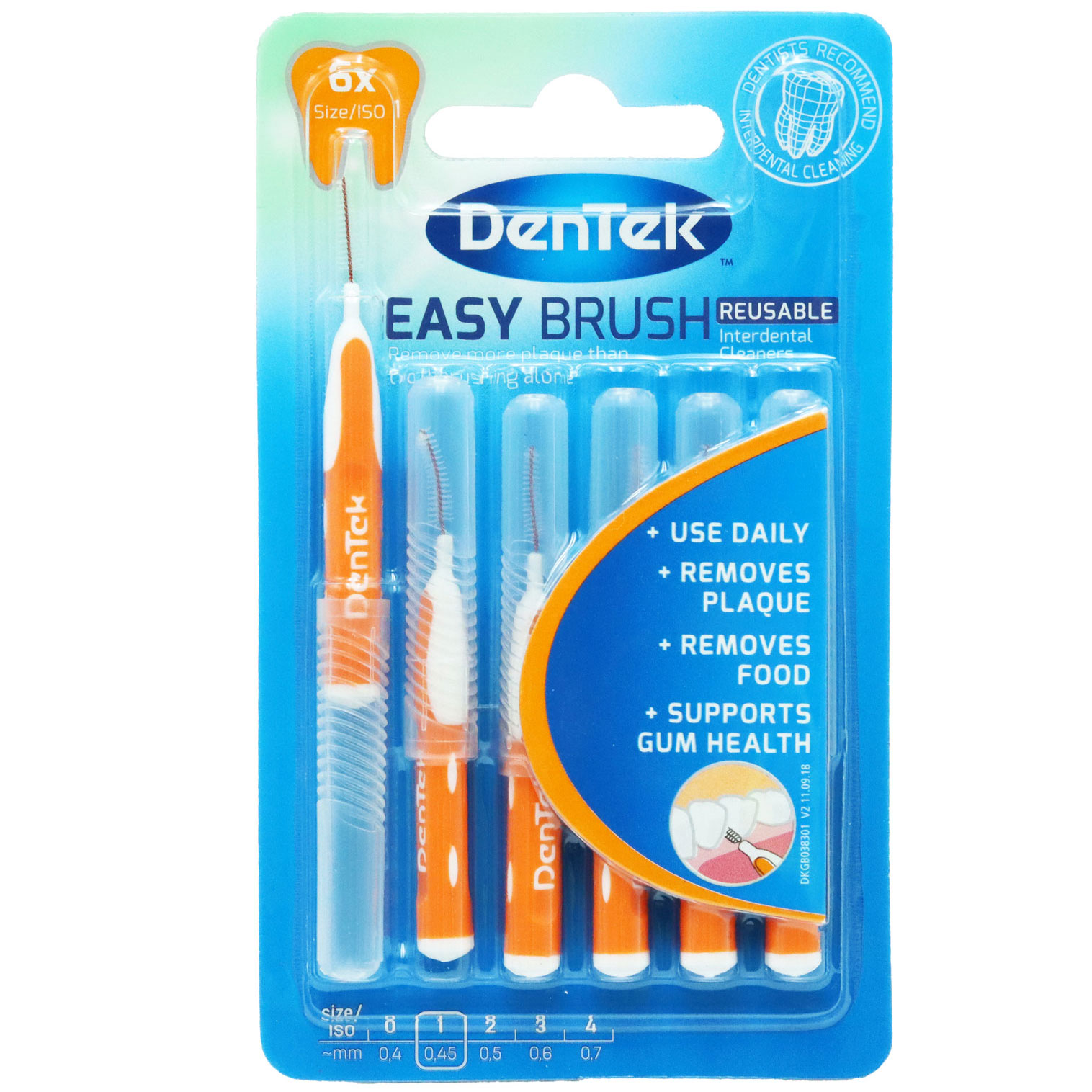 DENTEK Easy Brush 6 stk. Mellemrumsbørster 0.45 mm. ISO 1