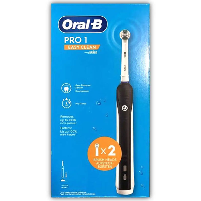 Oral-B Pro 1 Easy Clean Elektrisk Tandbørste (inkl. 2 børstehoveder) - Oral-B Precision Clean El-Tandbørste - Tandbørster