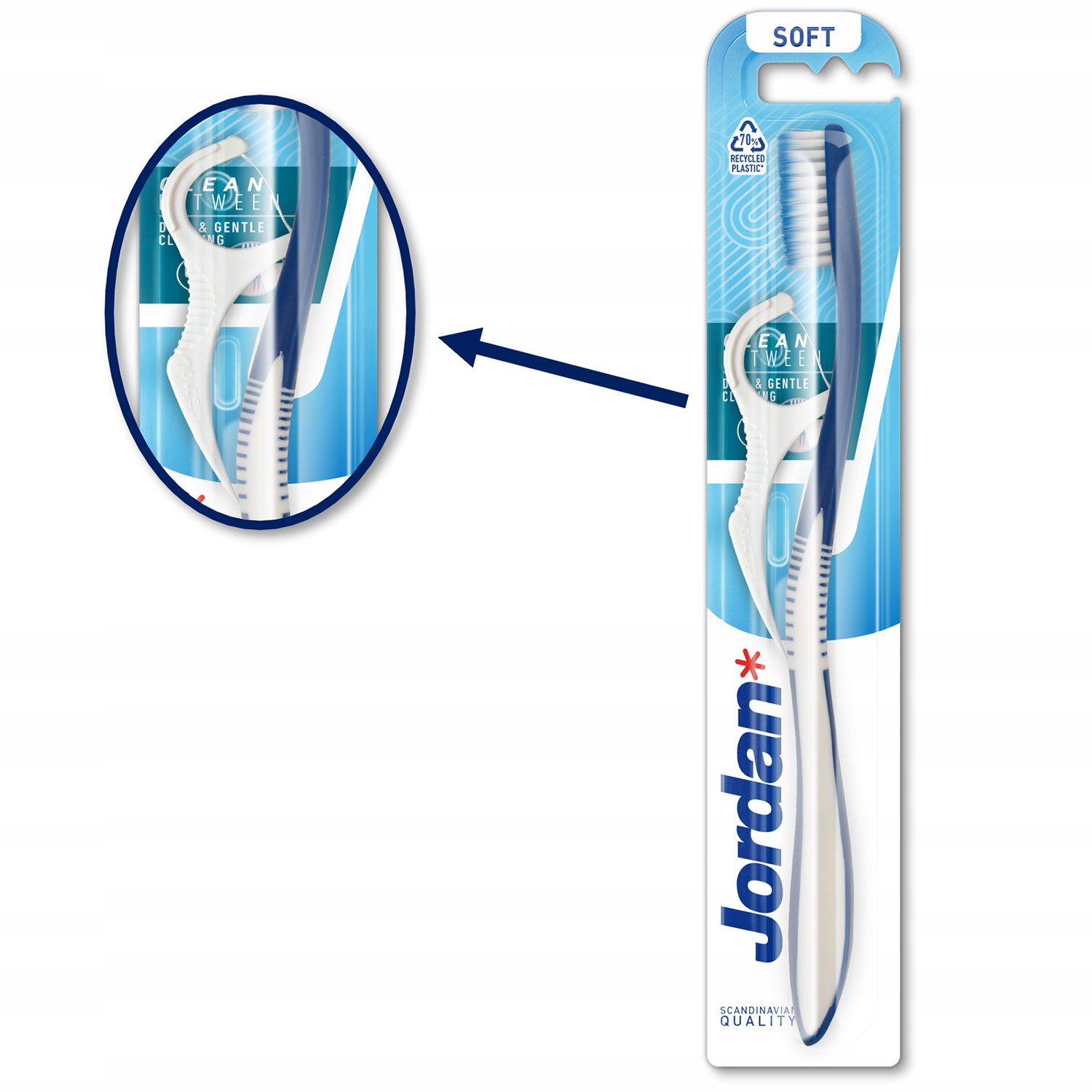 JORDAN Clean Between Soft Tandbørste + Interdental Pick - Blød tandbørste - Tandbørster