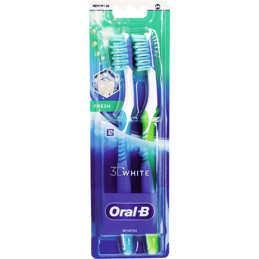 Whitening Tandbørster 2 stk. ORAL-B 3D White Fresh Medium - Oral-B tandbørster
