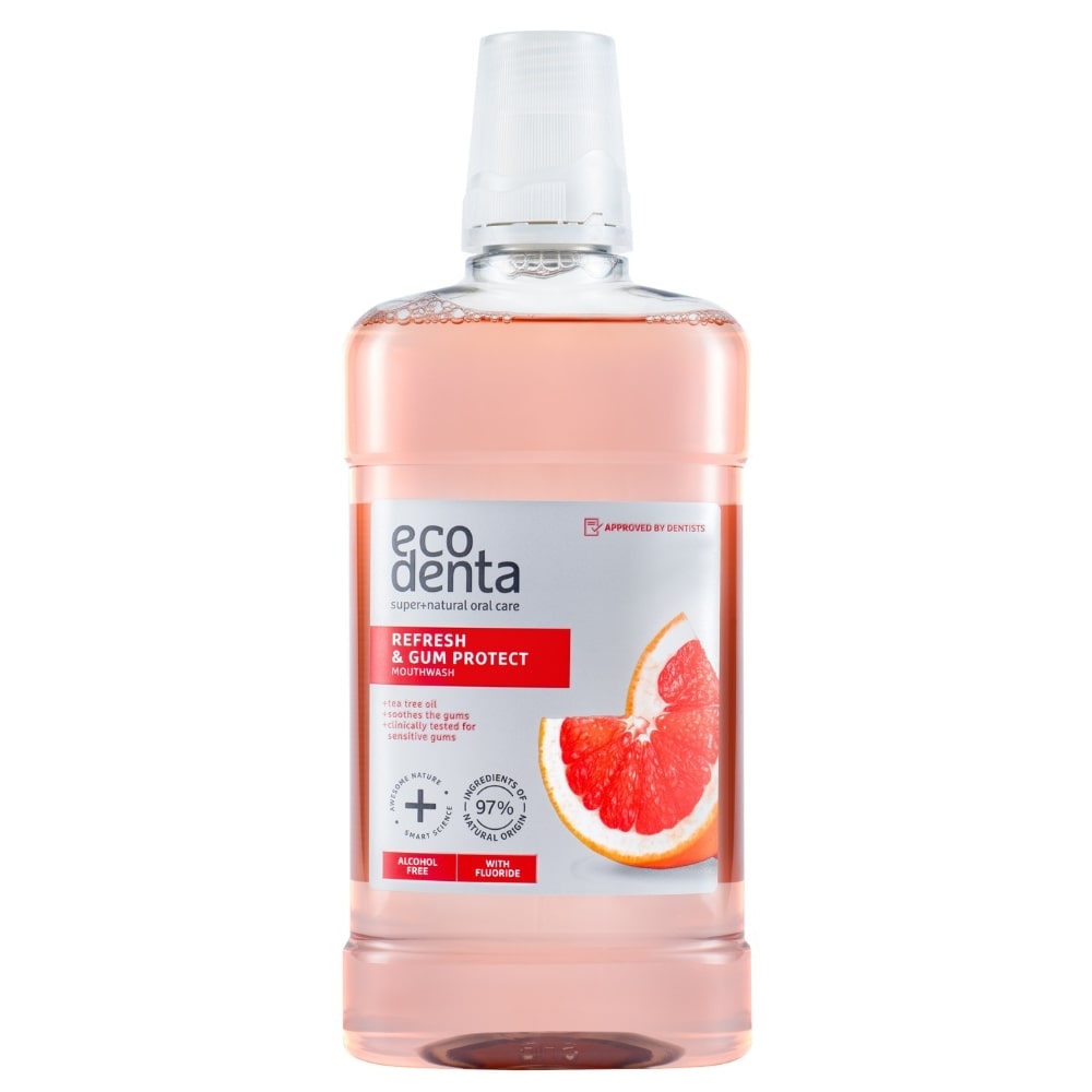 ECODENTA Refresh & Gum Protect Mundskyl med højt indhold af fluor (500 ml) - EcoDenta Mundskyl