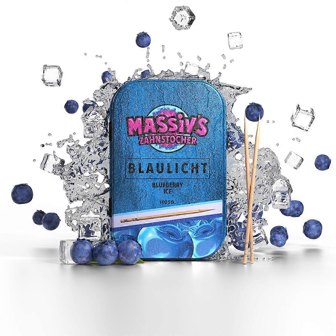 Tandstikker Med Smag WUNDER Massiv ́s Blaulicht Blueberry Ice Metalæske 100 stk. - Wunder Zahnstocher Tandstikker - Tandtråd / Tandstikker / Flosser