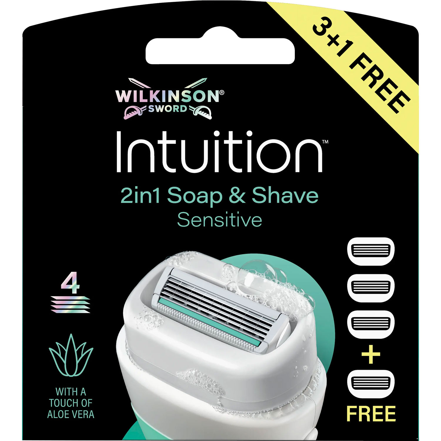 Wilkinson Sword Barberblade Intuition 2in1 Soap & Shave Sensitive (4 stk.)