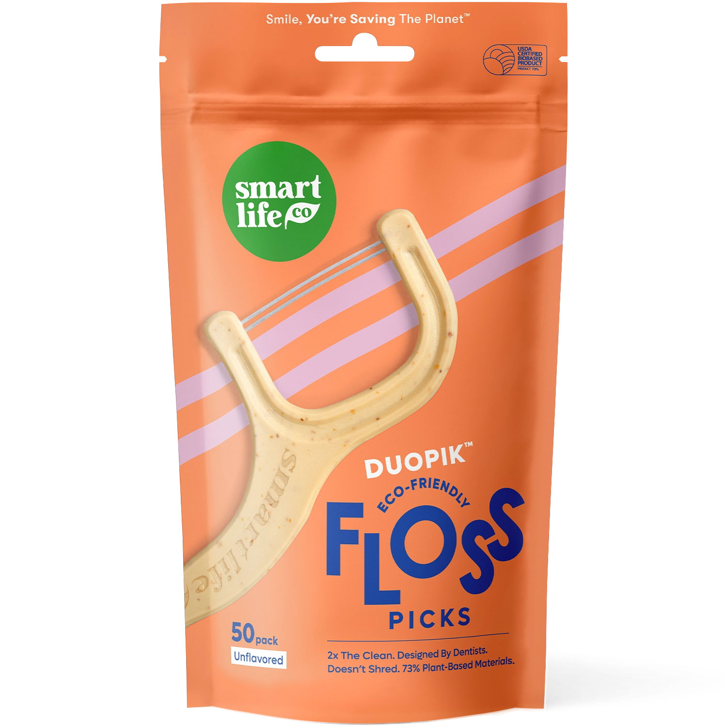 SmartLifeCo DuoPik Zahnseidebügel Unflavored Doppel-Faden. (50 Stk.)