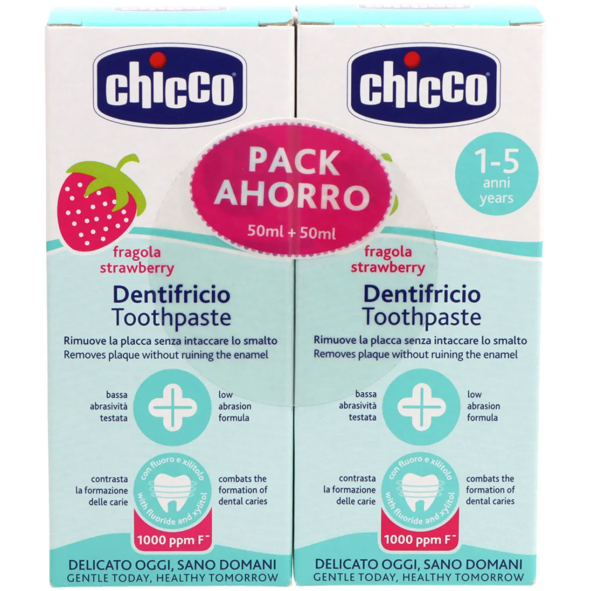 Chicco Strawberry Toothpaste 15 Jahre Milde Kinderzahnpasta mit Erdbeergeschmack (2 x 50 ml)