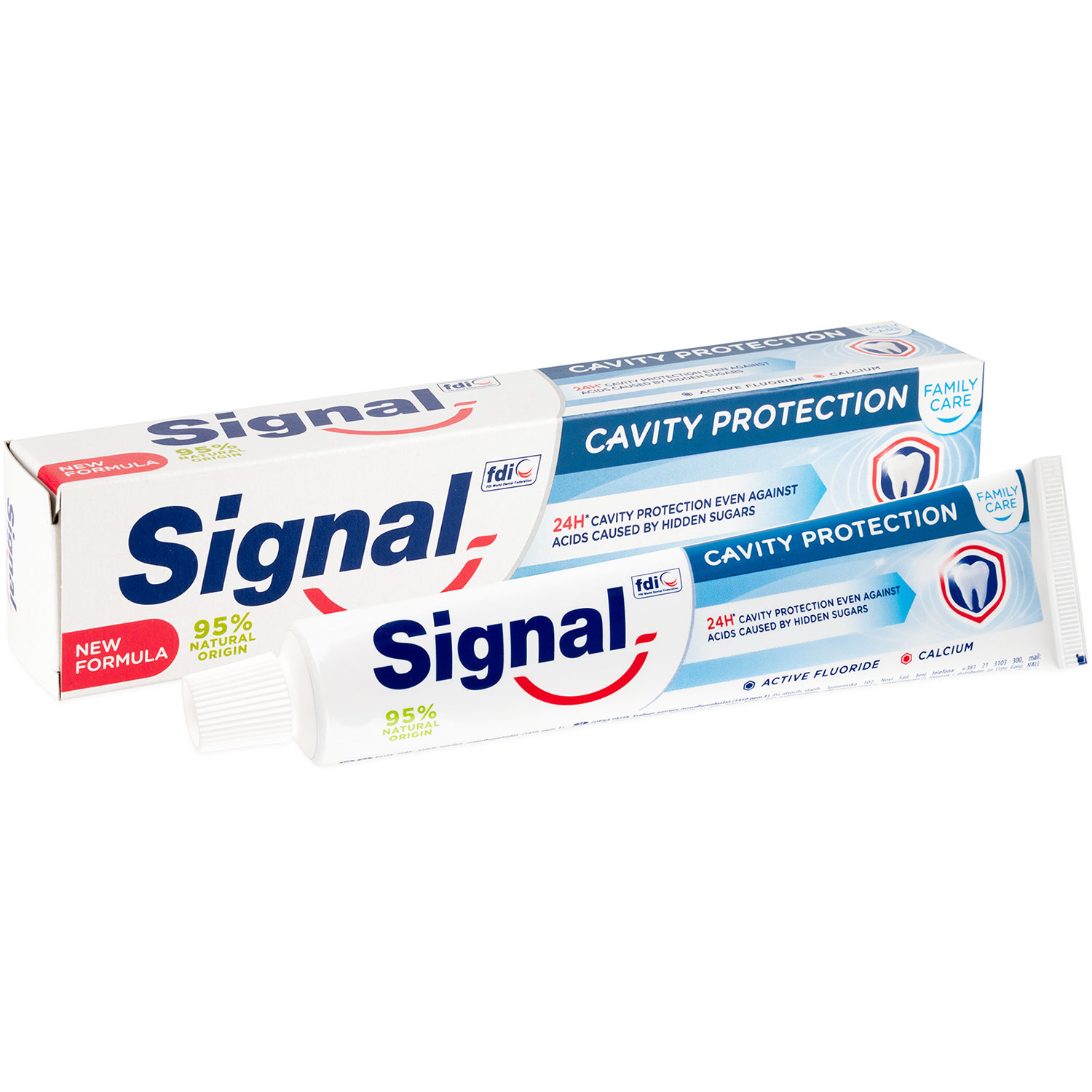 Signal Cavity Protection Family Care Tandpasta med Fluor og Calcium (125 ml.) - Tandpasta til voksne fra Signal