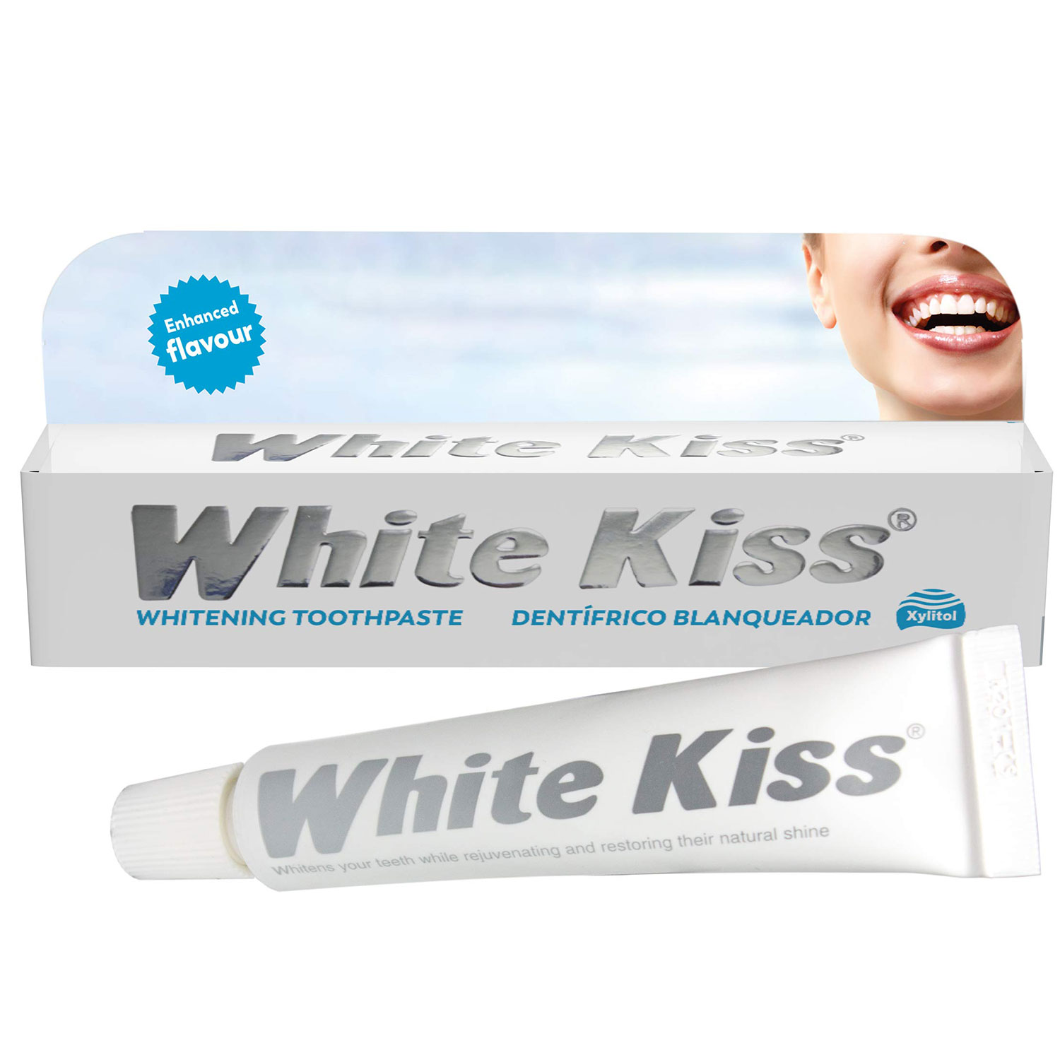 Whitening tandpasta med xylitol og enzymer WHITE KISS (50 ml)