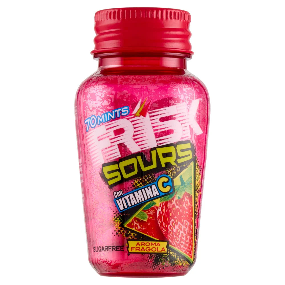 FRISK Sours Strawberry Sukkerfri sure jordbærpastiller med C-vitamin (49g) - Frisk Pastiller - Pastiller Frisk Ånde