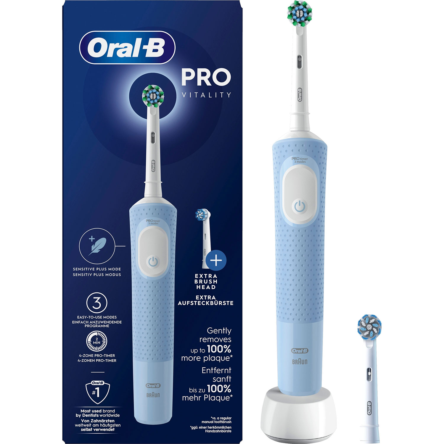 Oral-B Vitality PRO El-tandbørste Blue + Ekstra Børstehoved - Oral-B Vitality Eltandbørster