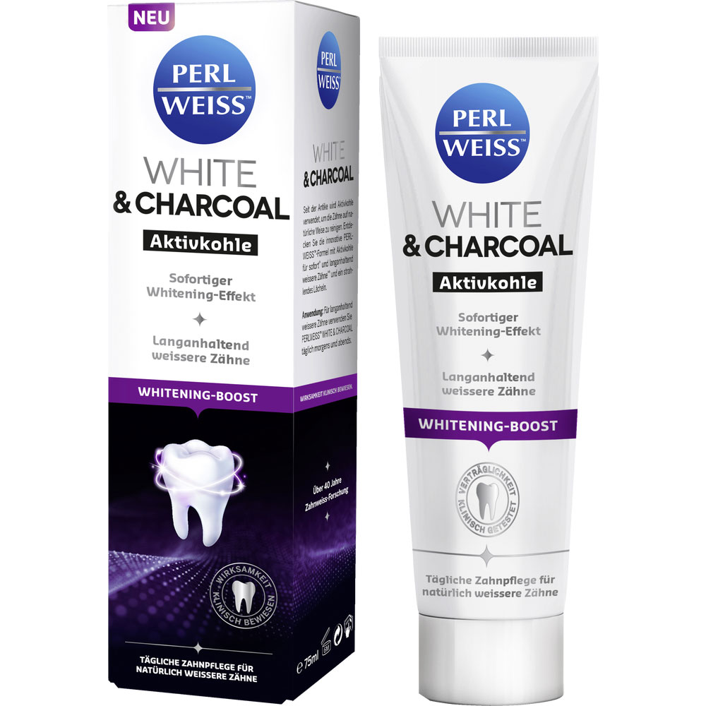Whitening Zahnpasta PERLWEISS White & Charcoal 75 ml