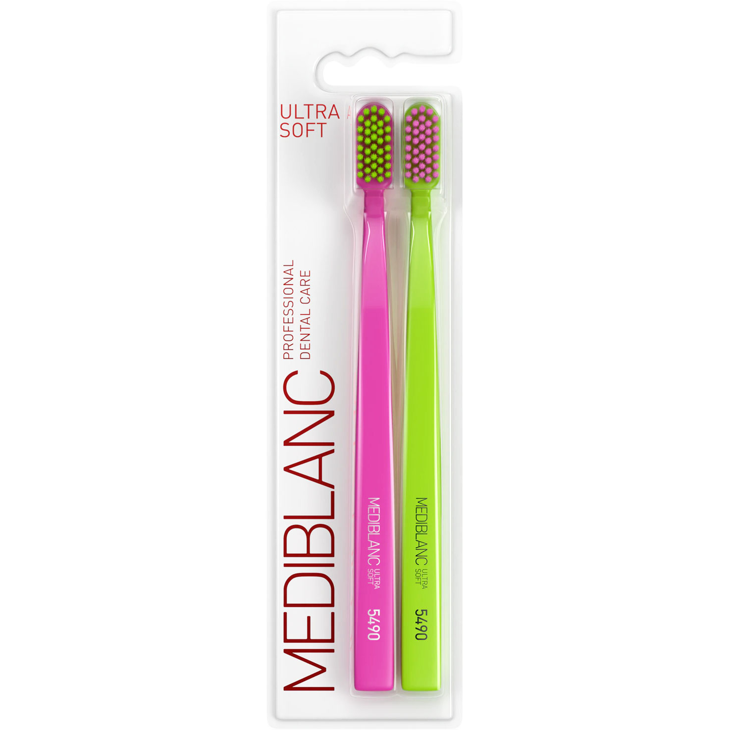 MediBlanc Tandbørster 2 stk. 5460 Ultra Soft Pink/Green
