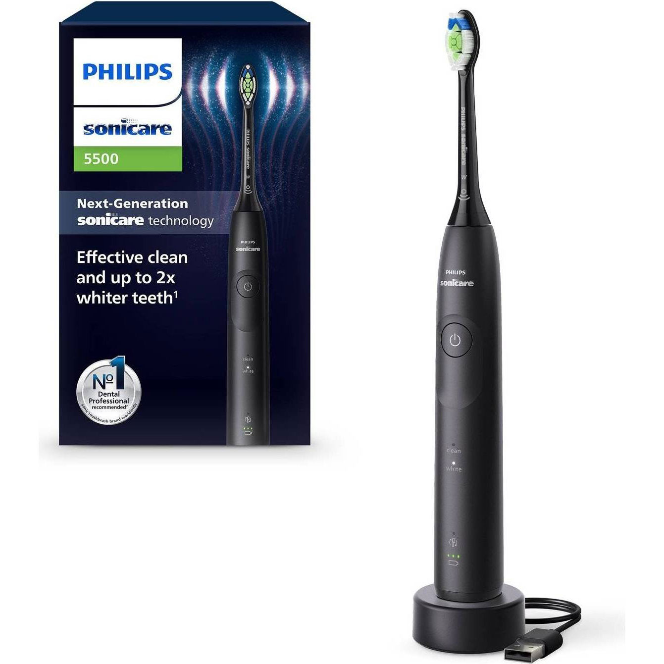 PHILIPS Wiederaufladbare Zahnbürste Sonicare 5500 Fortschrittliche Schallzahnbürste für eine gesündere und weißere Smilelinie
