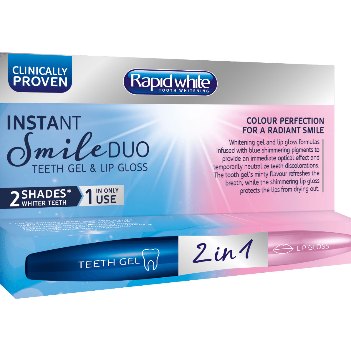 Zahnbleichstift RAPID WHITE Instant Smile Duo Teeth Gel & Lip Gloss (2-in-1)