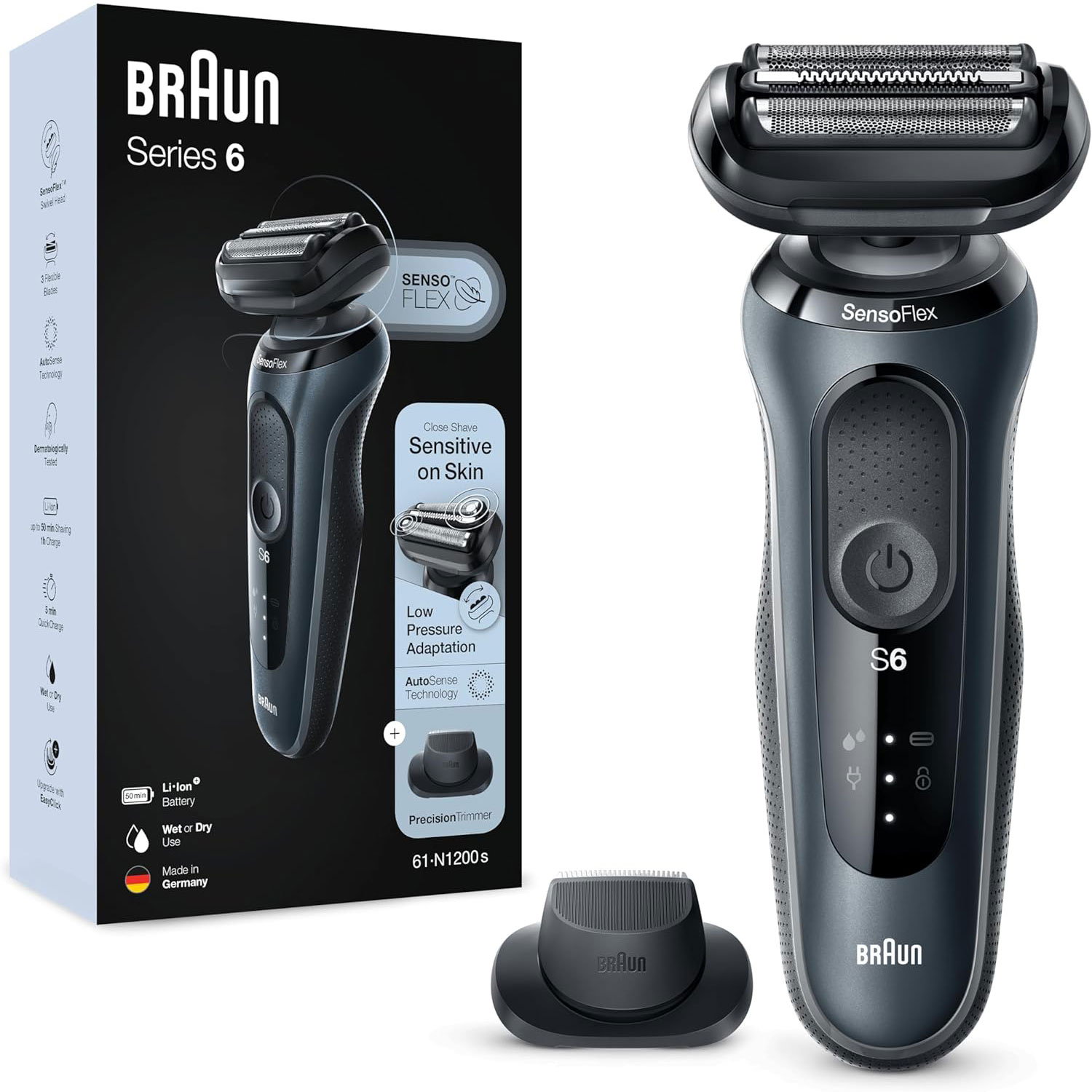 Braun Series 6 61-N1200s Barbermaskine Tæt barbering med maksimal komfort - Barbermaskiner & Hårtrimmere - Barbering / Hårfjerning