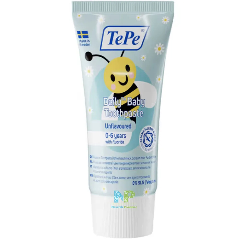 TePe Daily Baby Tandpasta 0-6 år med Fluor Uden Smag - TePe Tandpasta