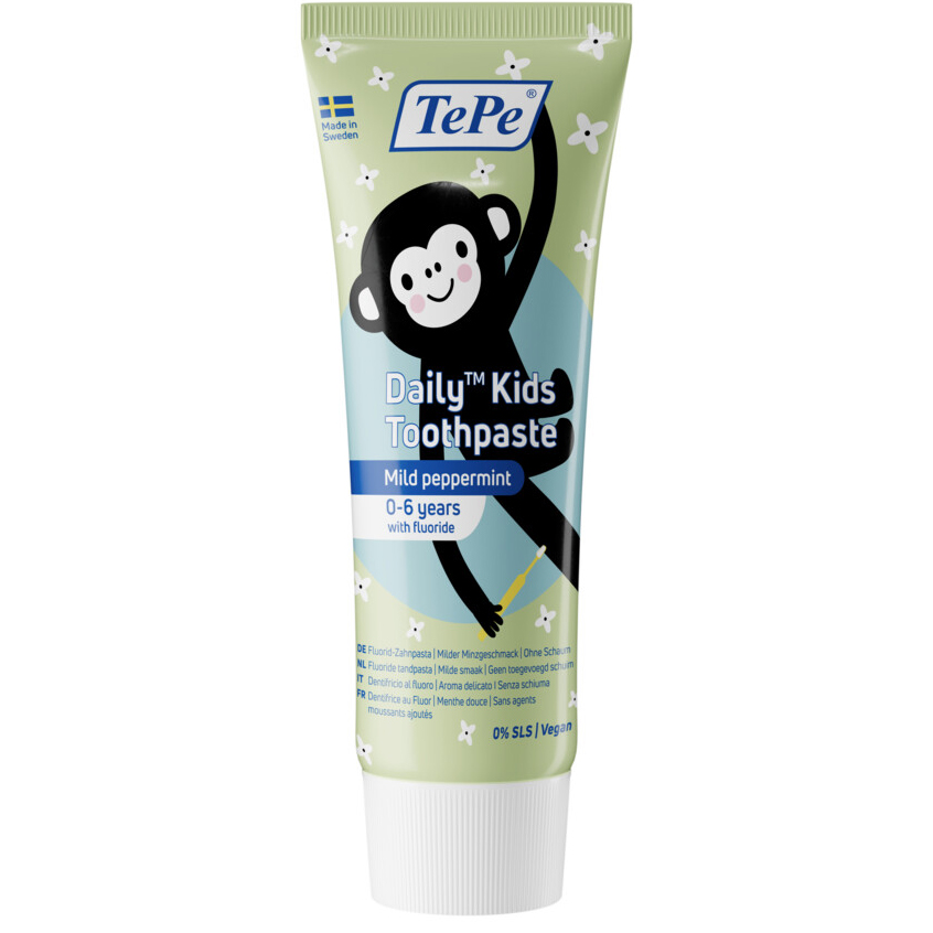 TePe Daily Kids Toothpaste Mild Peppermint 0-6 Jahre 75 ml