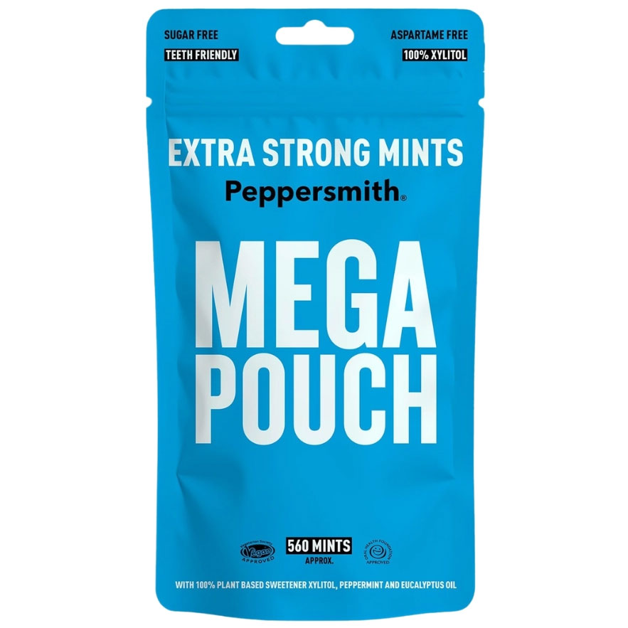 Xylitol Pastiller 560 stk. PEPPERSMITH Mints Eucalyptus Extra Strong Mints Mega Pouch - Peppersmith Pastiller - Pastiller Frisk Ånde