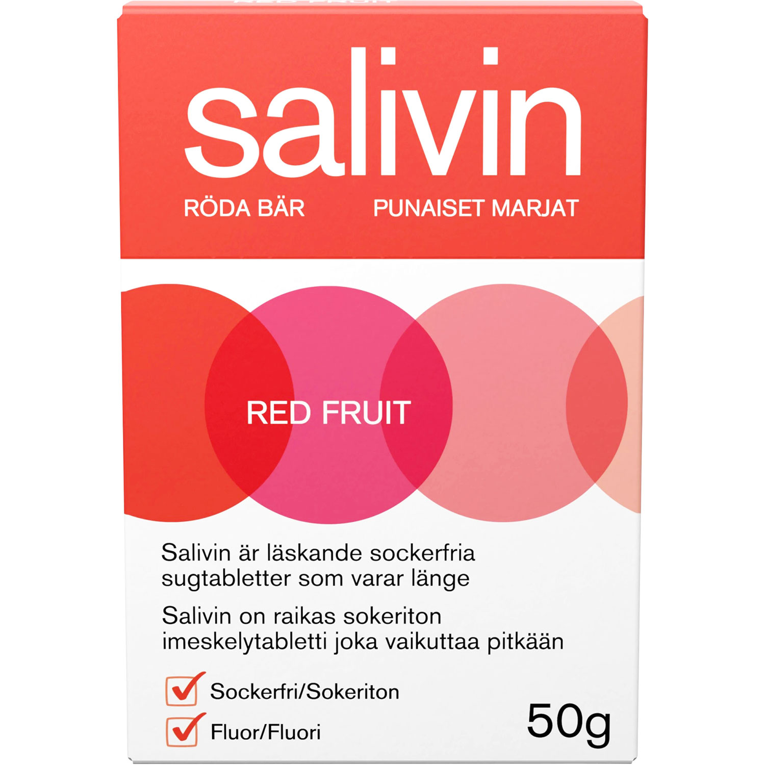 Salivin Red Fruit Sugtabletter 50 g Lang anhaltende Linderung bei Mundtrockenheit mit frischem Geschmack roter Beeren