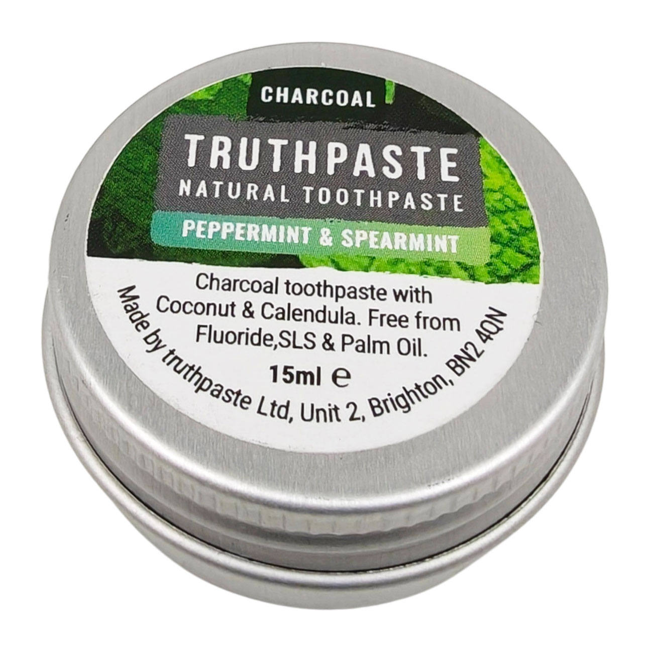 Truthpaste Charcoal Peppermint & Spearmint Natürliche Zahnpasta mit activ Charcoal, xylitol und doppelter mint (15 ml)