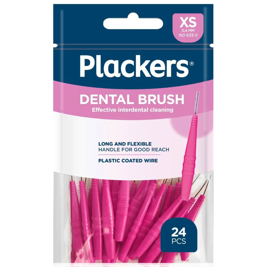 Plackers Dental Brush XS (0,4 mm) Interdentalbørster til effektiv rengøring mellem tænderne (24 stk.) - Plackers mellemrums-børster - 