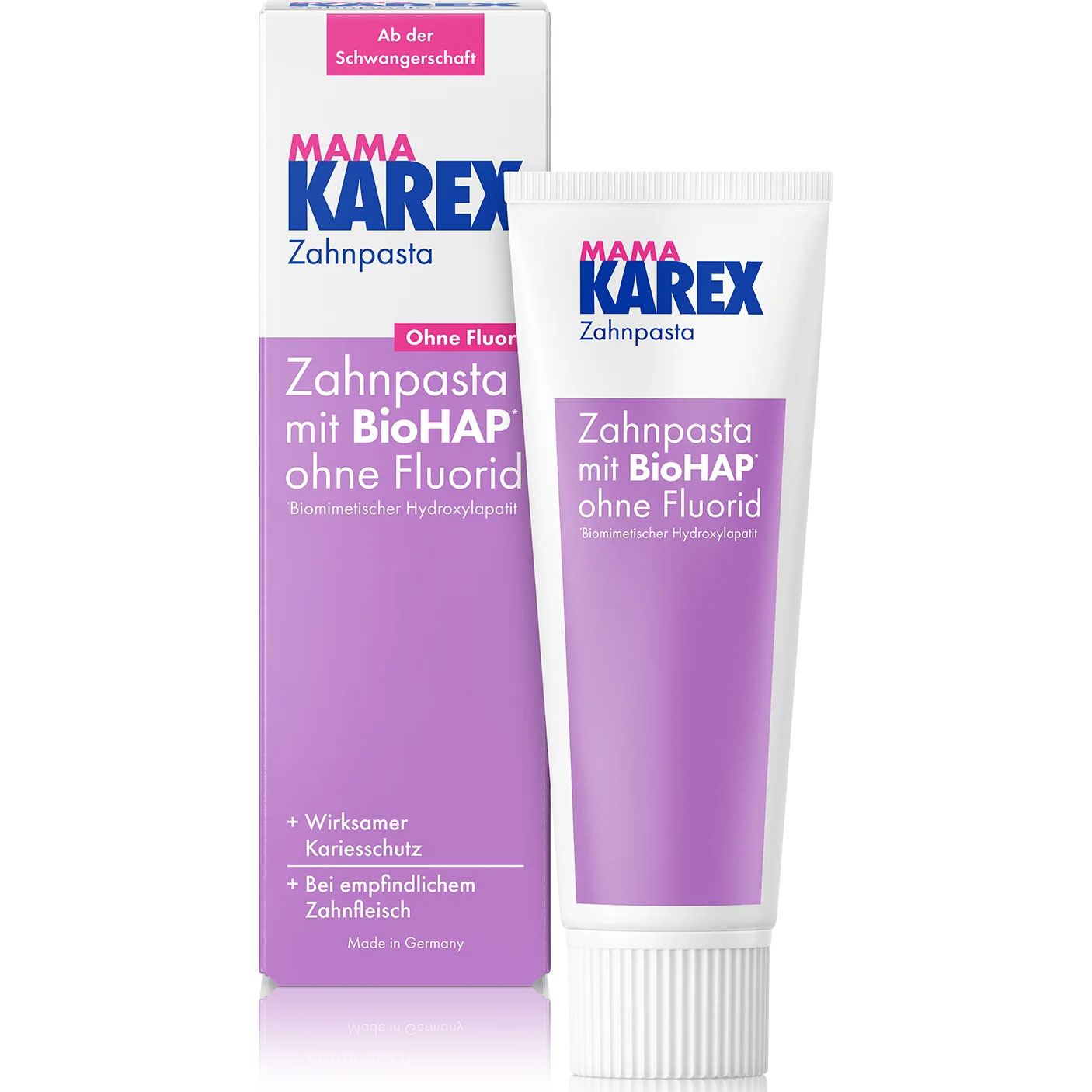 Mama KAREX Zahnpasta mit BioHAP Fluorfreie Zahnpasta für Schwangere und empfindliche Zähne (75 ml)