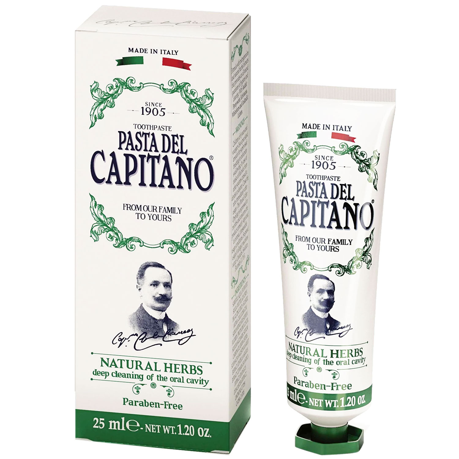Pasta del Capitano Natural Herbs Tandpasta 25 ml Naturlig urtepleje i praktisk rejsestørrelse - Pasta del Capitano Tandpasta