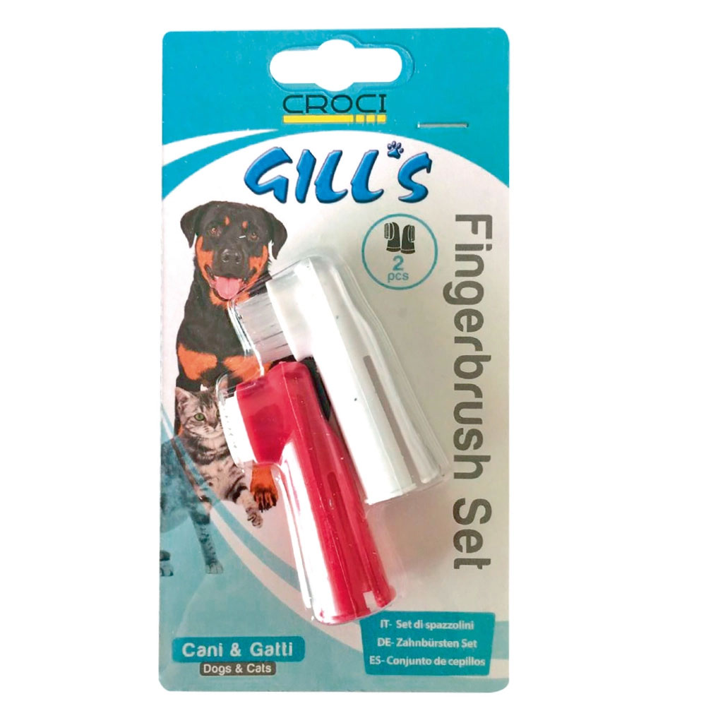 Croci Gill's Fingerbürsten-Set für Hunde und Katzen 2 Stk. weiche Finger-Zahnbürsten