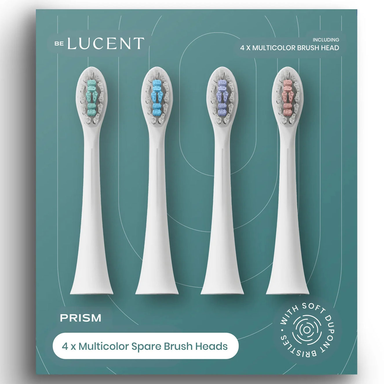 Børstehoveder til Lucent Prism Sonic Eltandbørste Multicolor - 4 stk. - Lucent Børstehoveder - Tandbørster