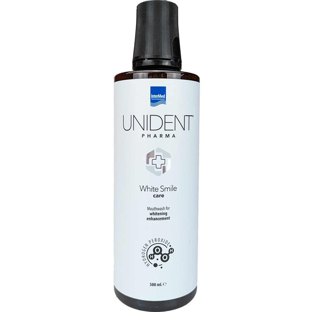 UNIDENT Pharma White Smile Care Mundskyl 500 ml Whitening mit Hydrogen Peroxide, Fluor und Xylitol