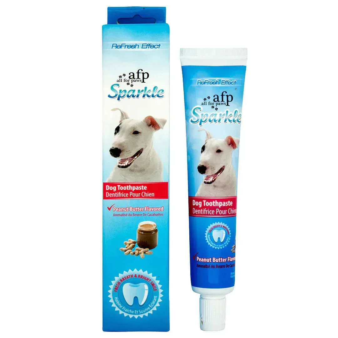 AFP Sparkle Hundezahnpasta mit Peanut Butter Geschmack Effektive Zahnpflege für Hunde (60g)
