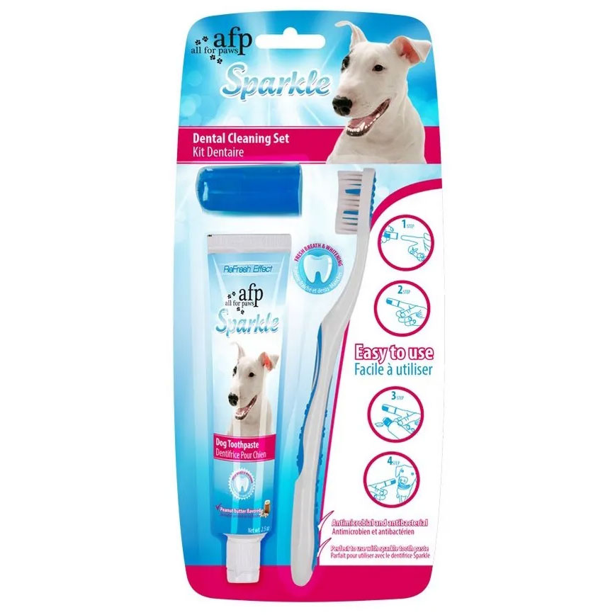 AFP Sparkle Dental Cleaning Set für Hund Zahnpflegeset mit Peanut Butter Zahnpasta