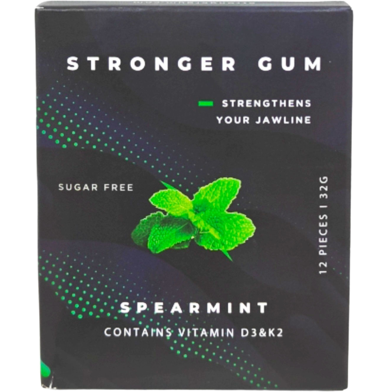 Stronger Gum Spearmint Vitamin D3 + K2 Zuckerfreier Kaugummi mit langer Kaudauer und Vitaminen (12 Stk.)