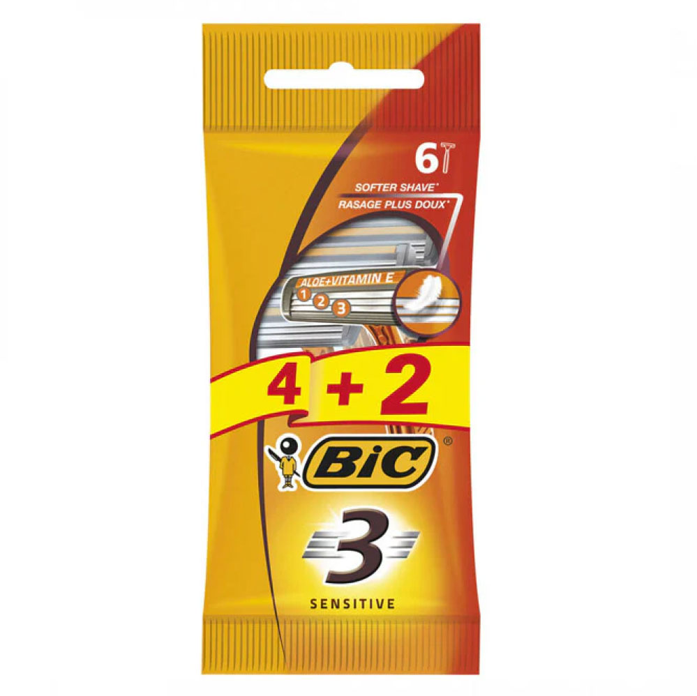 BIC 3 Sensitive Engangsskrabere 6 stk.