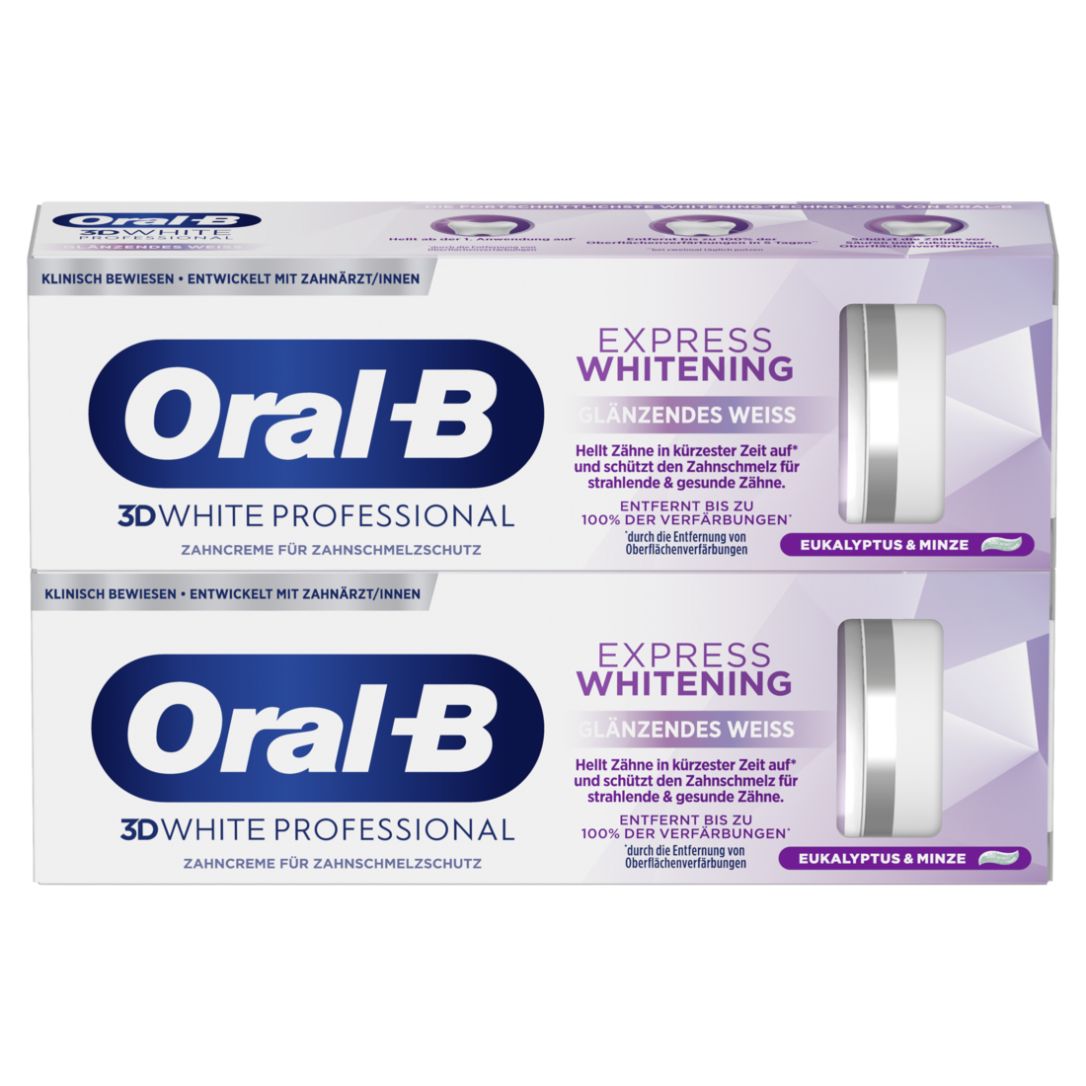 Oral-B 3D White Professional Express Whitening Tandpasta Glossy White 2 x 75 ml - Oral-B Tandpasta