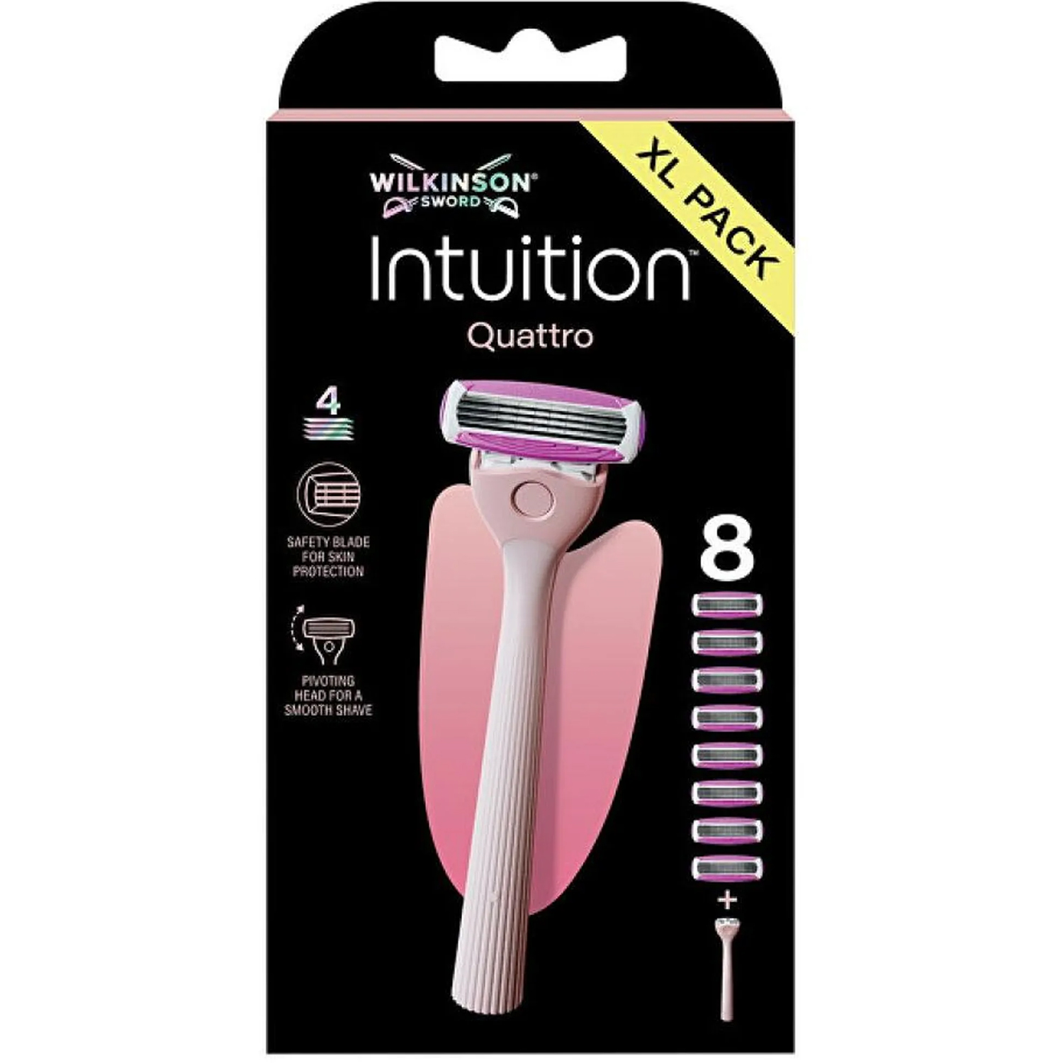 Wilkinson Sword Intuition Quattro XL Pack Skraber med 8 Barberblade