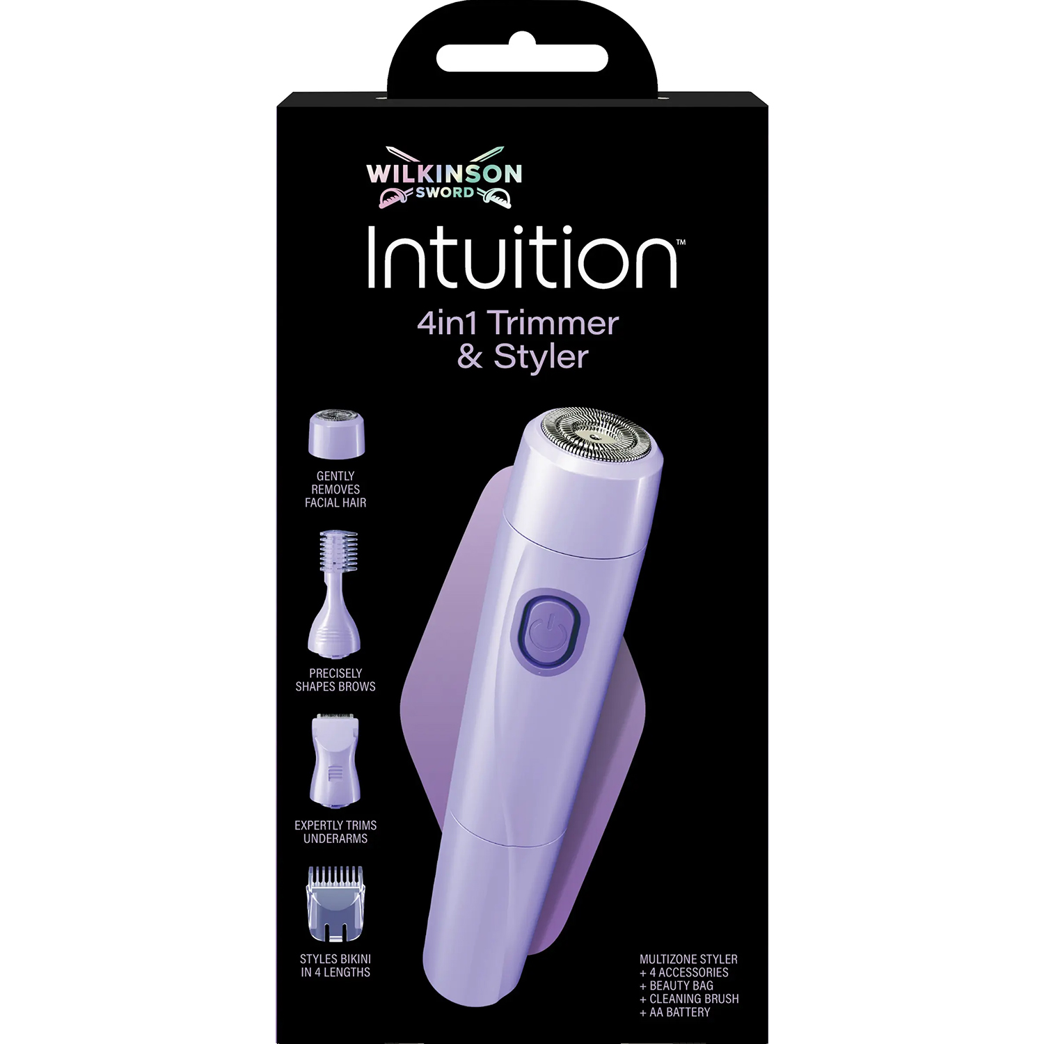 Wilkinson Sword Intuition 4-in-1 Trimmer & Styler Multistyler für Gesicht, Augenbrauen, Achseln & Bikinilinie