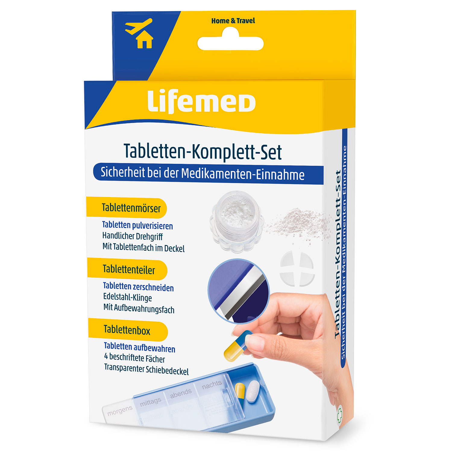 Lifemed Tabletsæt Pilleæske Pilledeler Pilleknuser