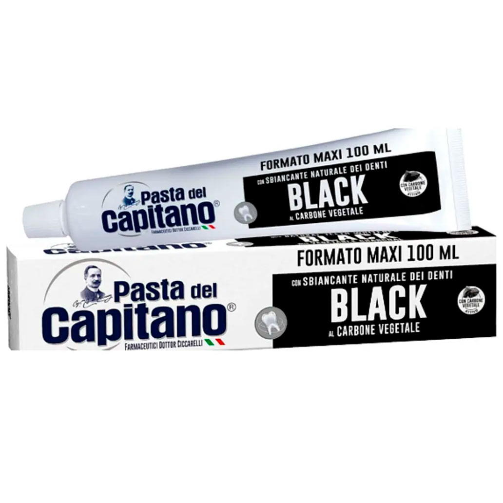 Pasta del Capitano Black Italiensk andpasta med aktivt vegetabilsk kul, 100 ml - Pasta del Capitano Tandpasta