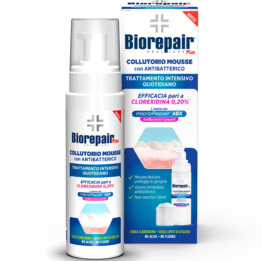 Biorepair Plus ABX Intensive Antibakteriel mundplejeskum til tandkød og svært tilgængelige områder (200 ml.) - Biorepair Mundskyl