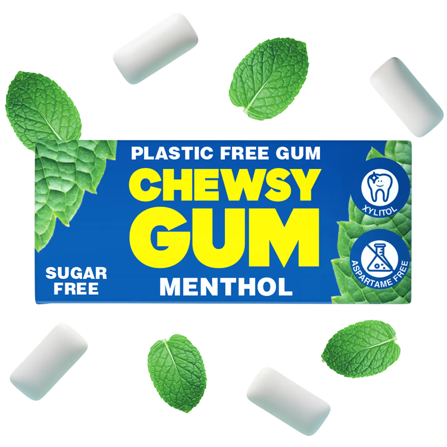 Chewsy Gum Menthol Kaugummi mit Xylitol Zuckerfrei & Plastikfrei