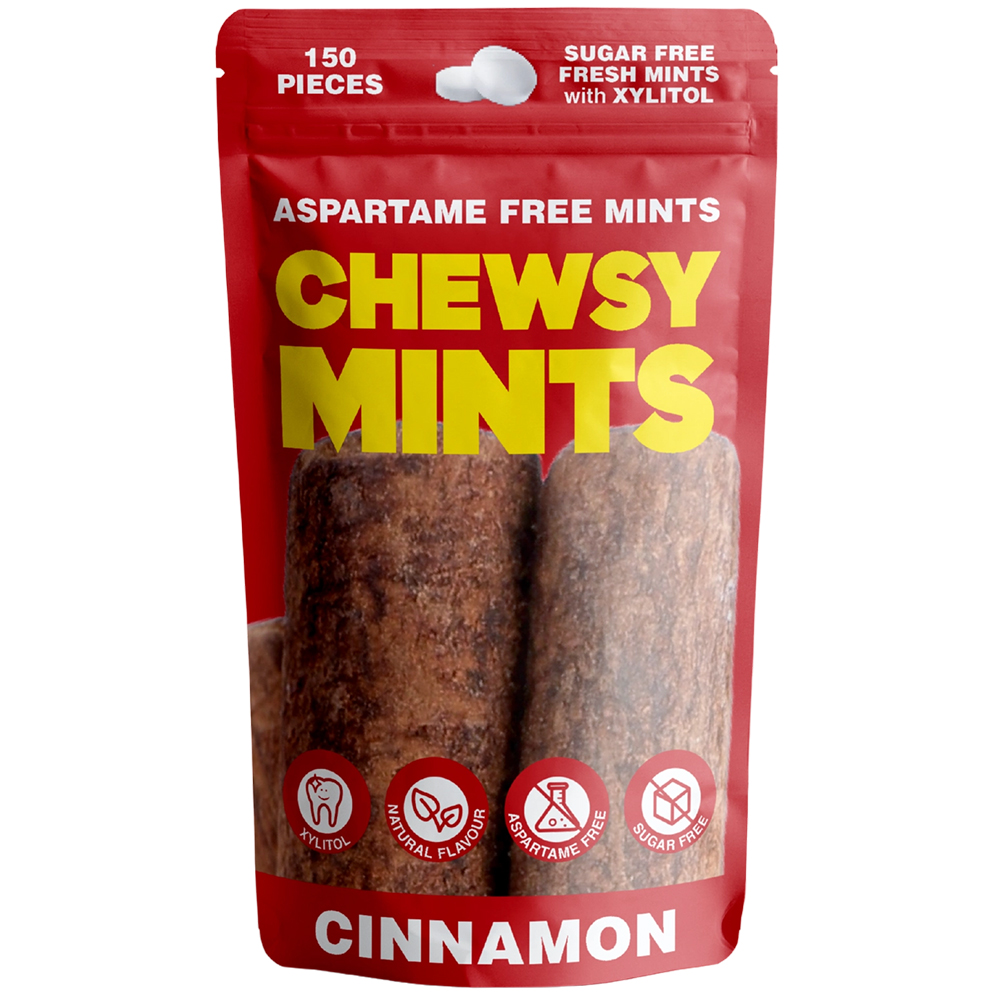 Chewsy Mints Cinnamon Zuckerfreie Mintpastillen mit 96% Xylitol (150 Stk.)