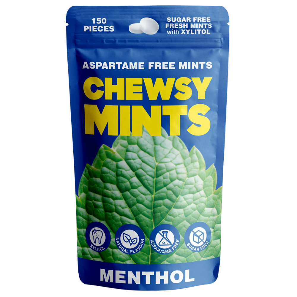 Chewsy Mints Menthol Zuckerfreie Mintpastillen mit 96% Xylitol (150 Stk.)
