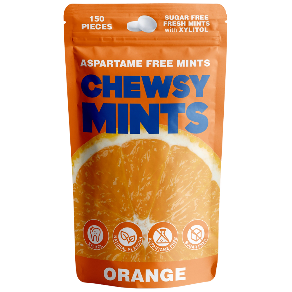 Chewsy Mints Orange Zuckerfreie Mintpastillen mit 96% Xylitol (150 Stk.)